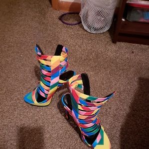 Multi color heels size 10